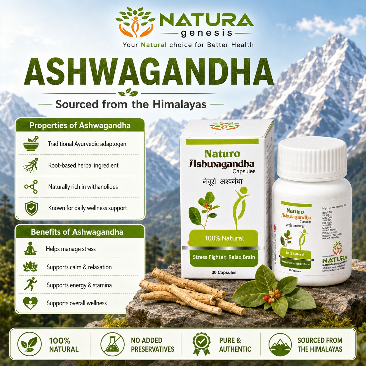 Naturo Ashwagandha Capsules C NATURO Ashwagandha Capsules – Ayurvedic Stress Support | Natural Energy & Daily Wellness Formula | Direct Manufacturer Quality