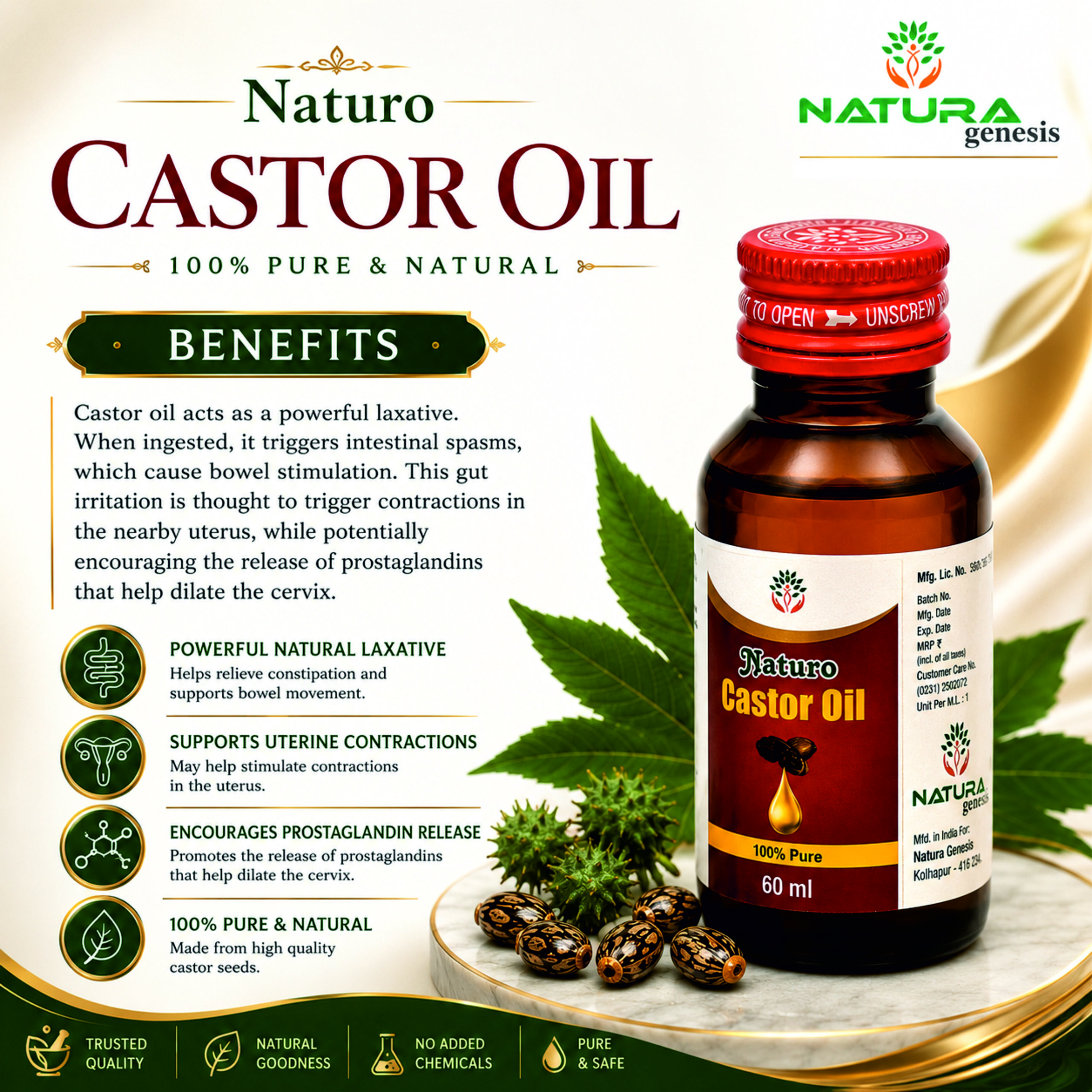 castor oil 2 Castor Oil 60 ml | Pure Cold-Pressed Hair & Skin Care Oil | Multi-Purpose Natural Moisturizer | Direct Manufacturer