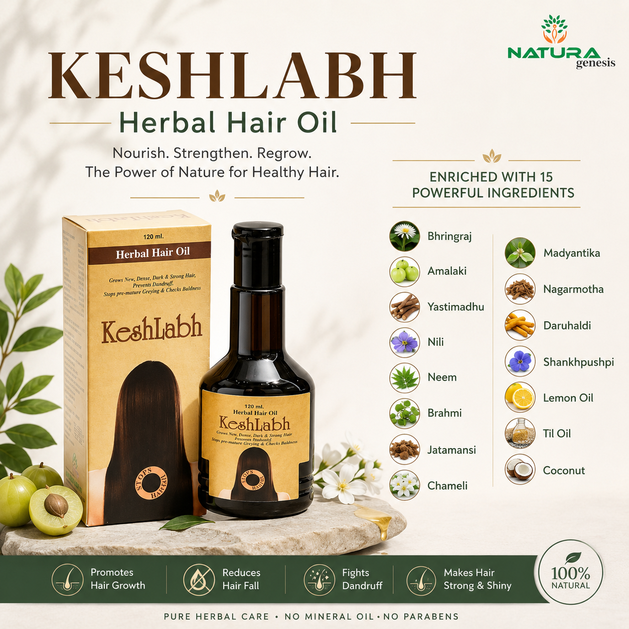 keshlabh hair oil 1 KESHLABH HERBAL OIL | Ayurvedic Hair Care Oil | Scalp Nourishment & Daily Hair Care | Direct Manufacturer