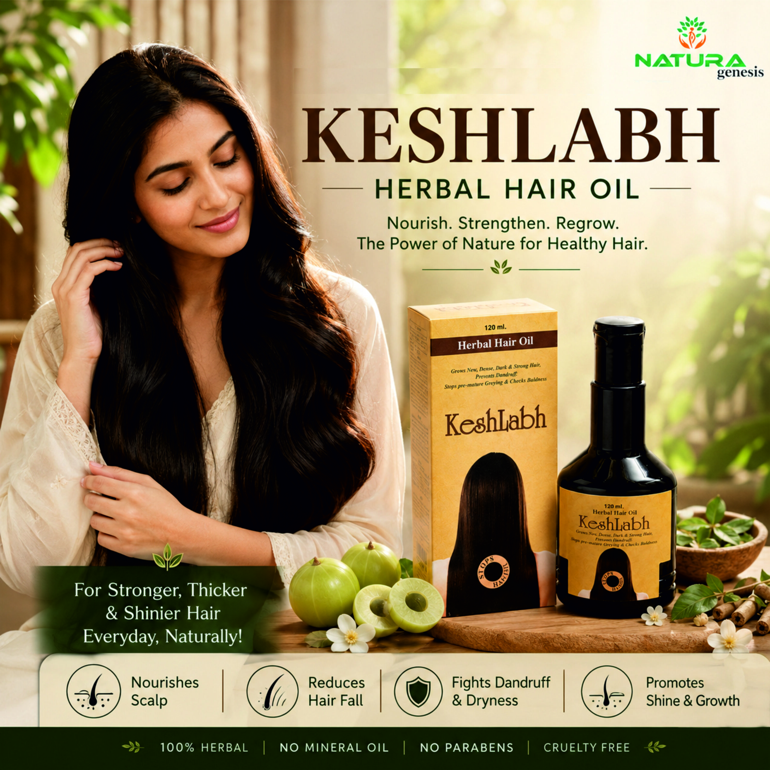 keshlabh hair oil 4 KESHLABH HERBAL OIL | Ayurvedic Hair Care Oil | Scalp Nourishment & Daily Hair Care | Direct Manufacturer