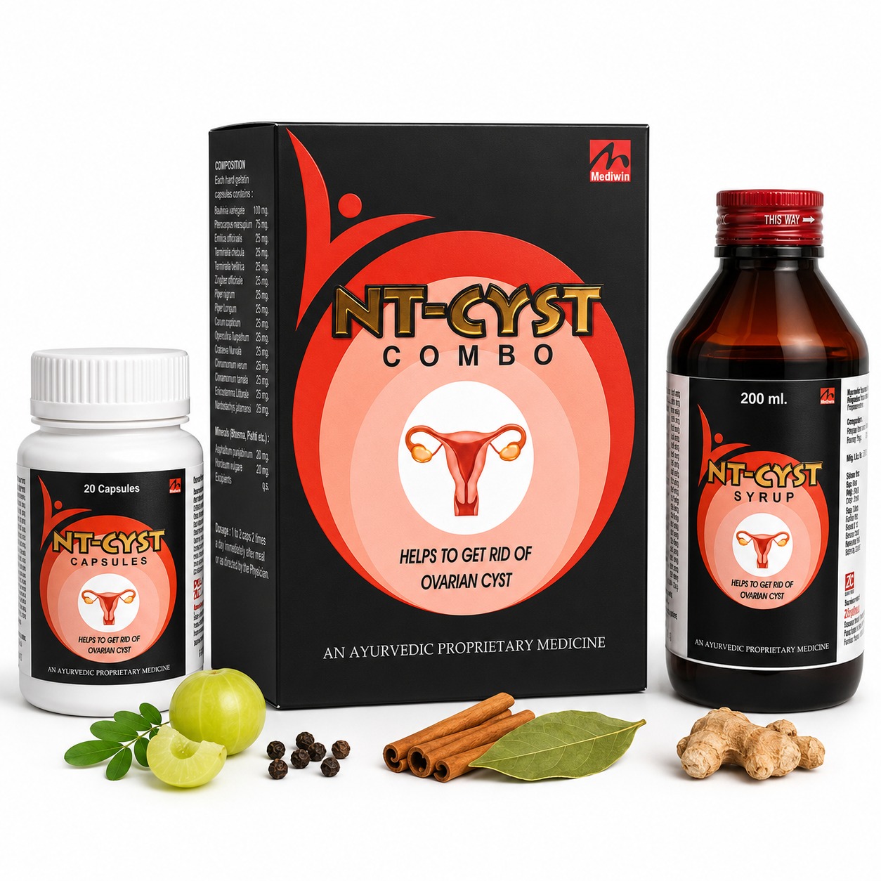 NT CYST 5 NT-CYST COMBO (200ml Syrup + Capsules) – By Natura Genesis