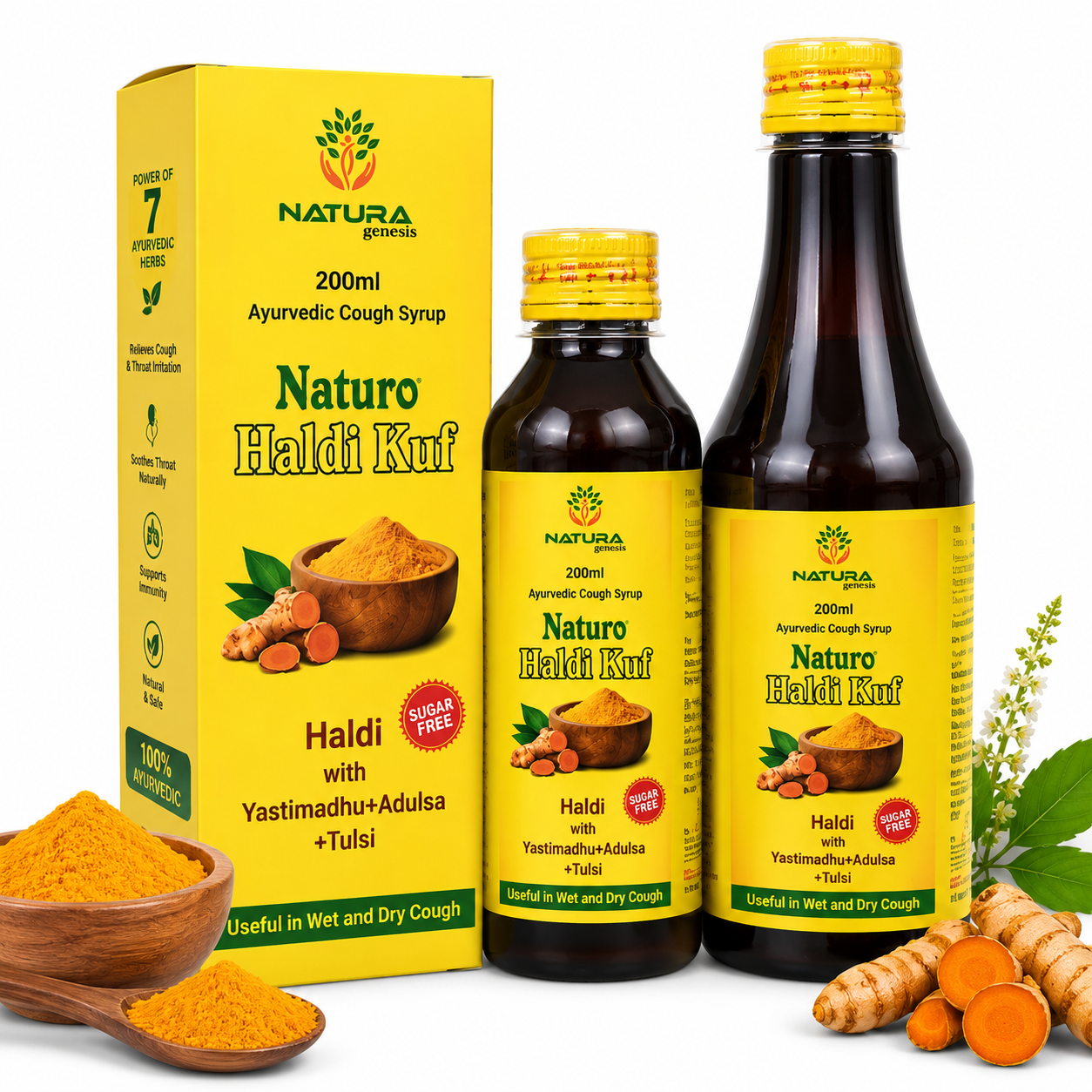 Natura haldi cough NATURO Haldi Kuf 200ml | Ayurvedic Herbal Cough Syrup | Throat & Respiratory Wellness Support | Direct Manufacturer