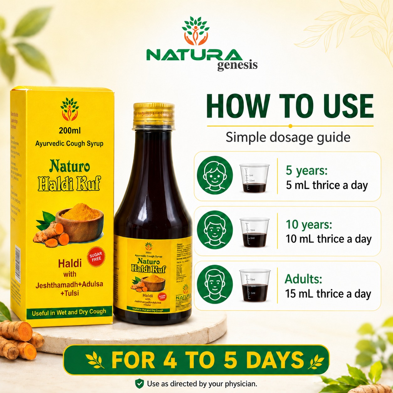 haldi kuf syrup 200 ml 2 NATURO Haldi Kuf 200ml | Ayurvedic Herbal Cough Syrup | Throat & Respiratory Wellness Support | Direct Manufacturer