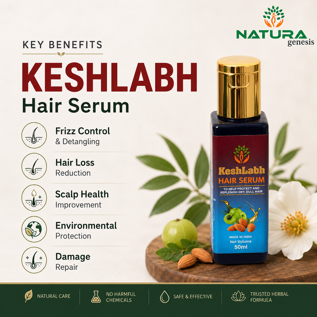 keshlabh 2 KESHLABH Herbal Hair Serum 50ml | Natural Hair Nourishing Serum | Smooth & Manageable Hair | Direct Manufacturer
