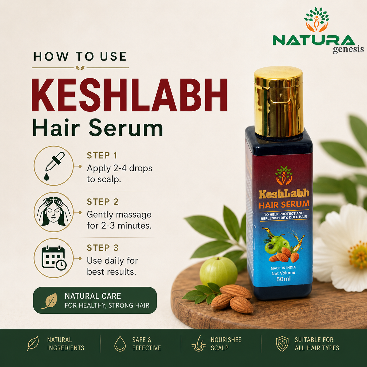 keshlabh 3 KESHLABH Herbal Hair Serum 50ml | Natural Hair Nourishing Serum | Smooth & Manageable Hair | Direct Manufacturer