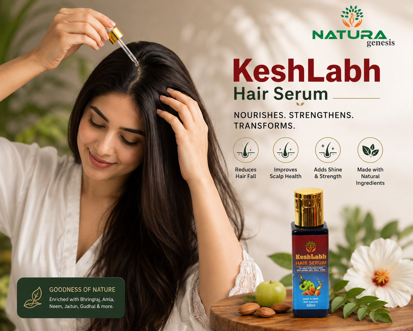 keshlabh 4 KESHLABH Herbal Hair Serum 50ml | Natural Hair Nourishing Serum | Smooth & Manageable Hair | Direct Manufacturer