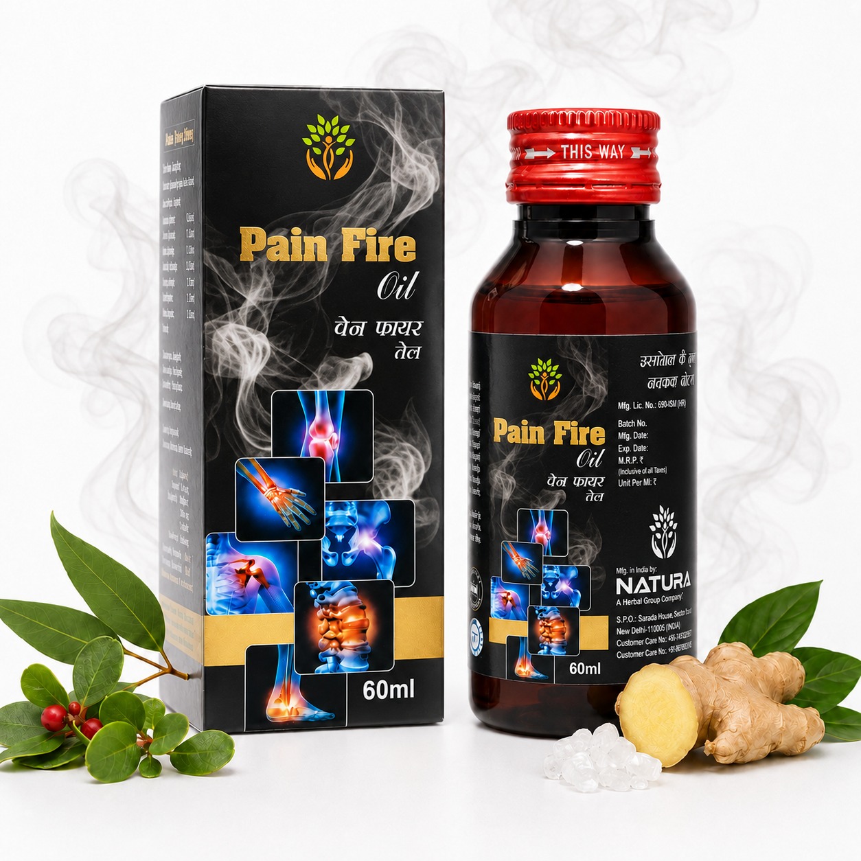 pain fire 2 NATURO Pain-Fire Oil 60ml | Herbal Joint & Muscle Relief Oil | Daily Comfort Support | Direct Manufacturer