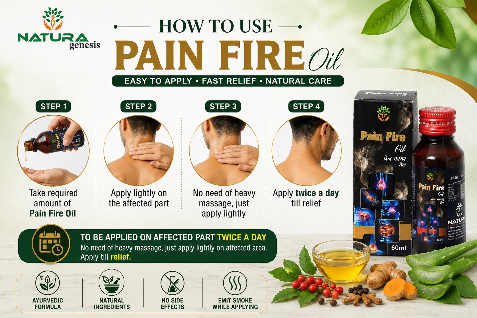 pain fire 5 NATURO Pain-Fire Oil 60ml | Herbal Joint & Muscle Relief Oil | Daily Comfort Support | Direct Manufacturer