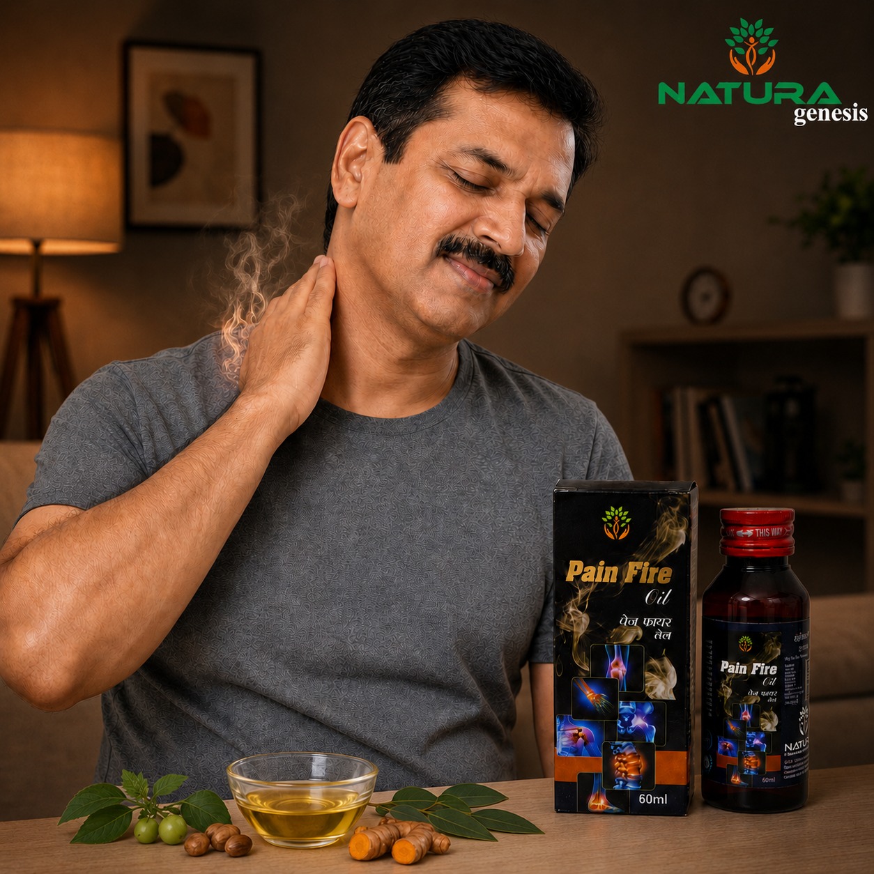 pain fire NATURO Pain-Fire Oil 60ml | Herbal Joint & Muscle Relief Oil | Daily Comfort Support | Direct Manufacturer