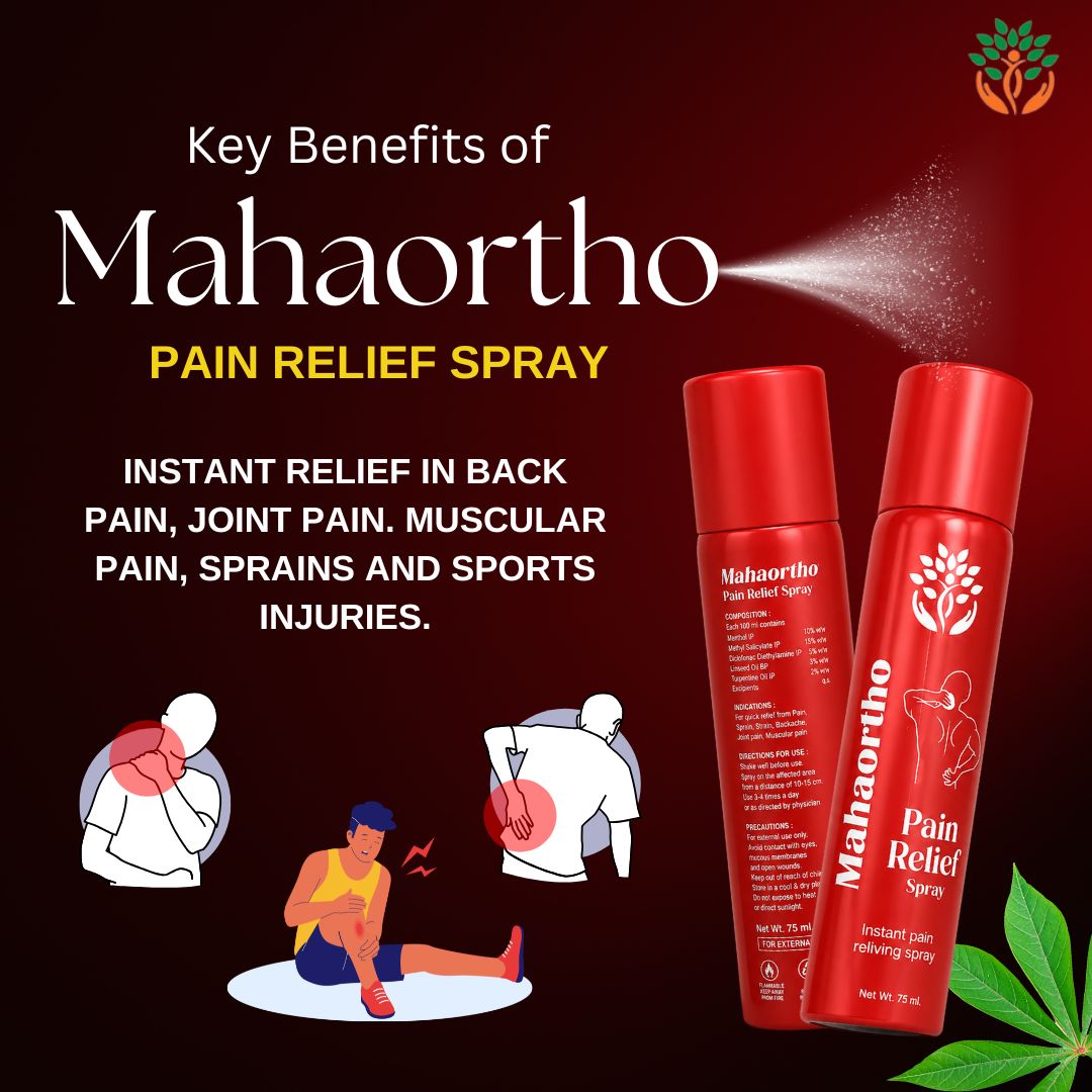 Mahaortho Pain Relief Sapray 1 Mahaortho Pain Relief Spray – Instant Herbal Relief for Joint Pain, Back Pain, Muscular Discomfort, Sprains & Sports Injuries