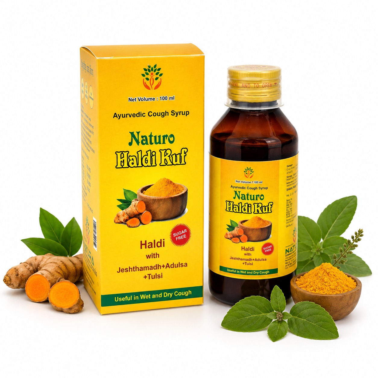 haldi kuf syrup 100 ml 1 Naturo Haldi Kuf Ayurvedic Cough Syrup – Sugar Free | 100ml