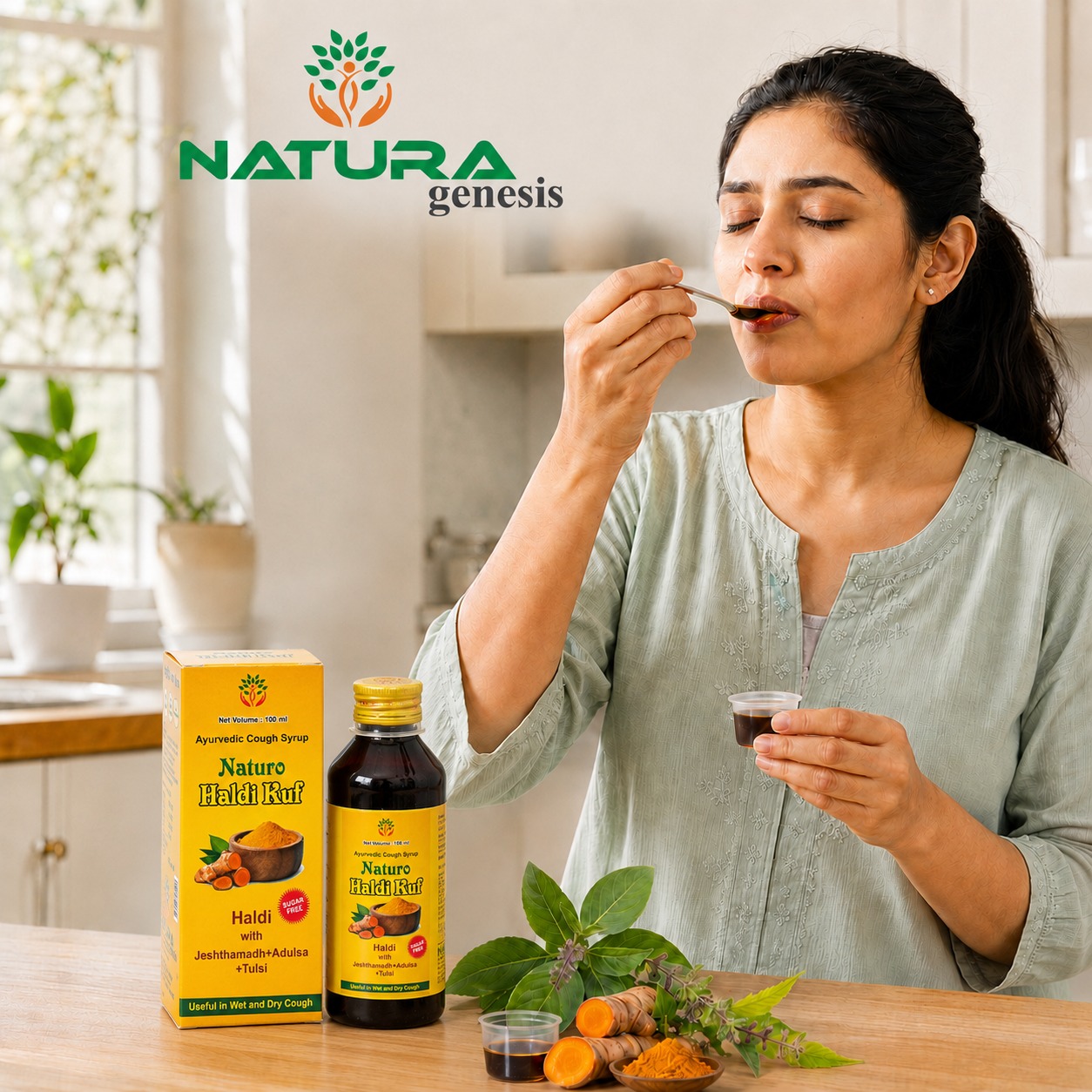haldi kuf syrup 100 ml 5 Naturo Haldi Kuf Ayurvedic Cough Syrup – Sugar Free | 100ml