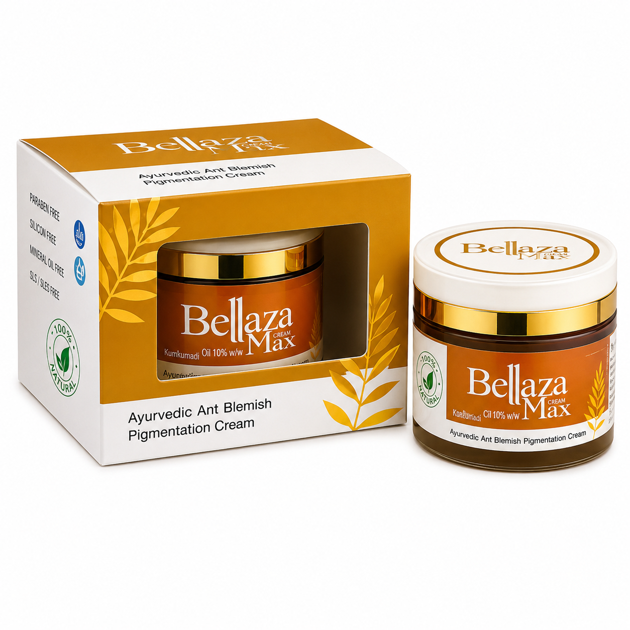 Bellaza max Bellaza Max Ayurvedic Ant Blemish Pigmentation Cream | With Kumkumadi Oil 10% w/w | For Blemishes, Pigmentation & Even-Looking Skin | 50g