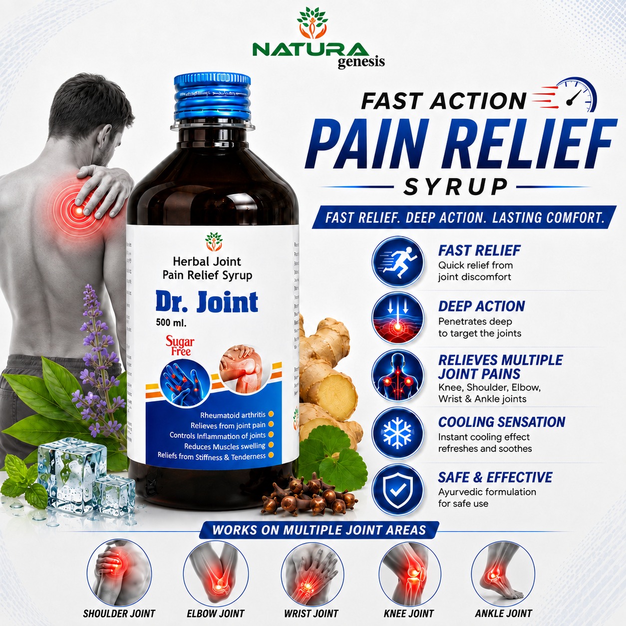 DR. Joint 2 Dr. Joint Syrup 500 ML | Herbal Joint Pain Relief Syrup | Ayurvedic Joint Comfort Formula | Stiffness & Mobility Support | Direct Manufacturer