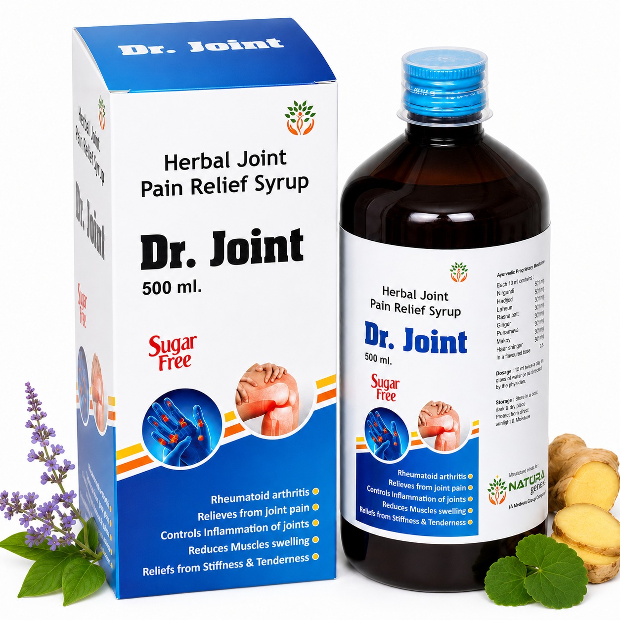 DR. Joint Dr. Joint Syrup 500 ML | Herbal Joint Pain Relief Syrup | Ayurvedic Joint Comfort Formula | Stiffness & Mobility Support | Direct Manufacturer