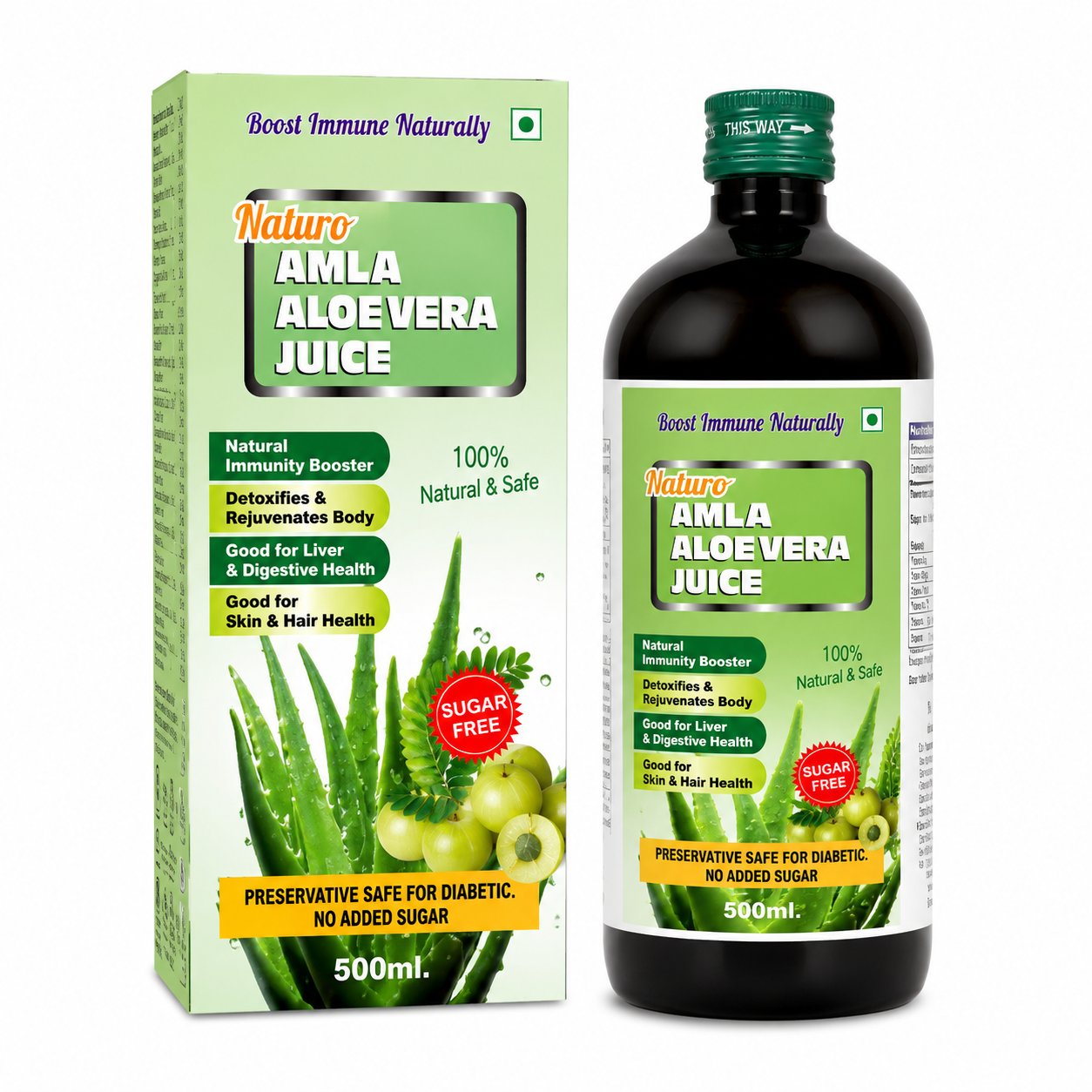 amla aloe vera juice Natura Amla Aloe Vera Juice 500ml | With Amla & Aloe Vera | Sugar-Free Herbal Wellness Juice | Supports Immunity, Digestion, Liver, Skin & Hair Health