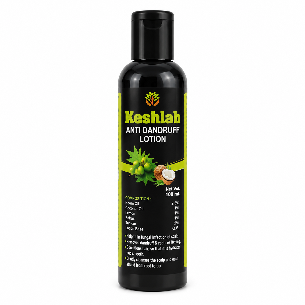 keshlabh anti dandruff lotion Keshlabh Anti Dandruff Lotion | with Neem Oil, Coconut Oil, Lemon, Balras & Tankan | 100ml for Dandruff Reduction & Scalp Care